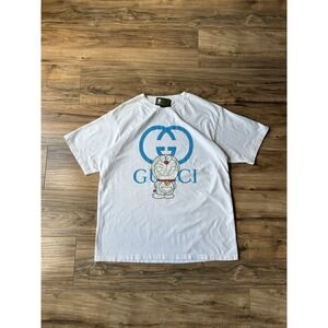 Gucci x Doraemon Shirt Adults Unisex Large Cat Manga Designer White T-Shirt